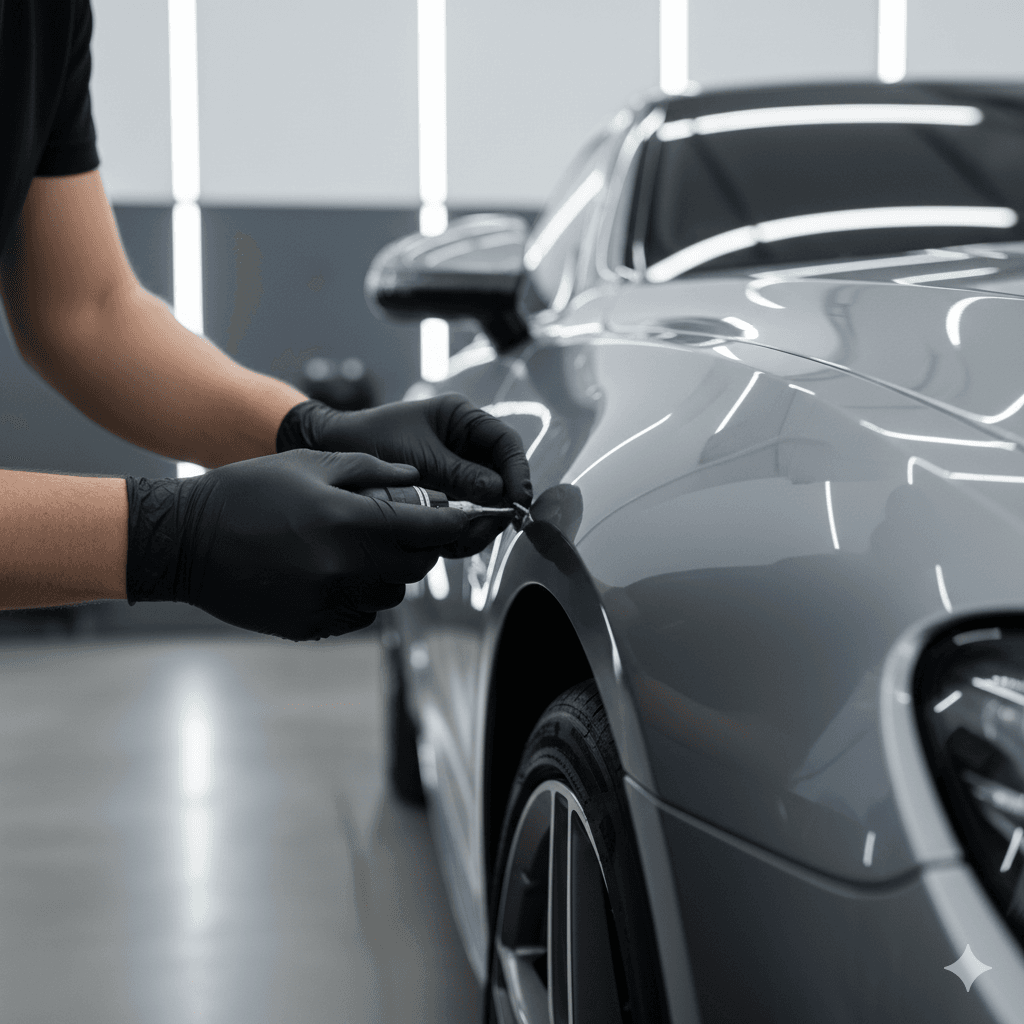 Expert LC Carrosserie avec voiture Alpine orange